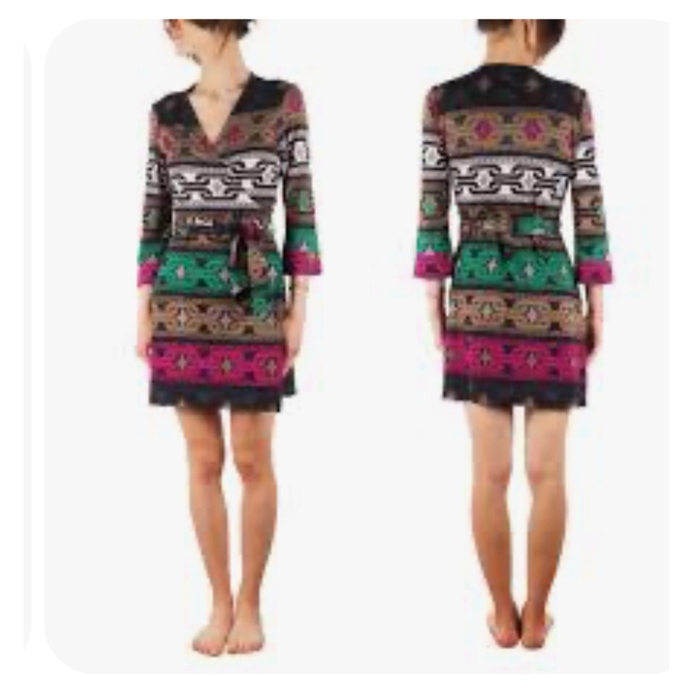 Diane von Furstenberg Wrap Dress Women's Size 4 Geometric Classy